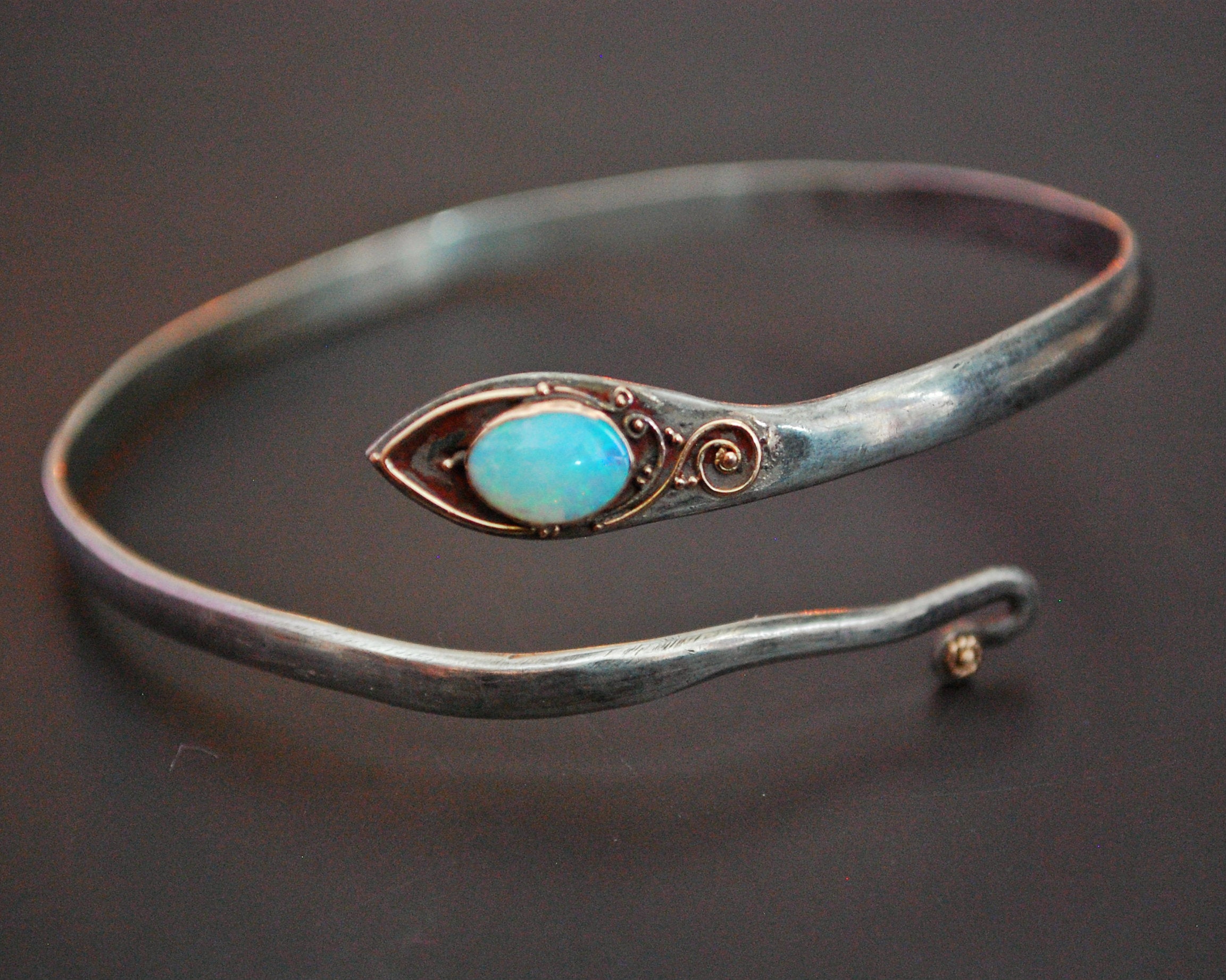 Snake Bracelet with Opal and Gilded Accents
