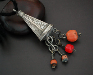 Berber Silver Coral Pendant from Morocco