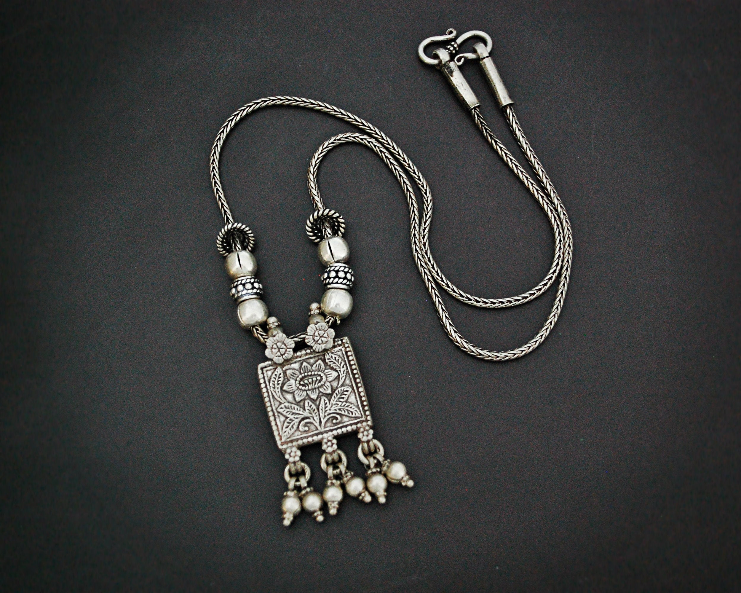 Rajasthani Silver Lotus Necklace
