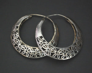 Ethnic Hoop Earrings with Flower Design
