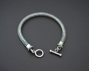 Ethnic Woven Silver Snake Chain Bracelet