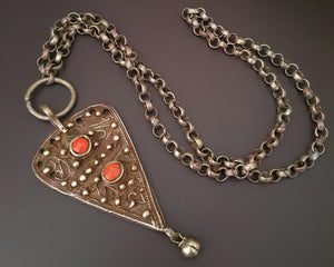 Old Tunisian Berber Pendant with Coral