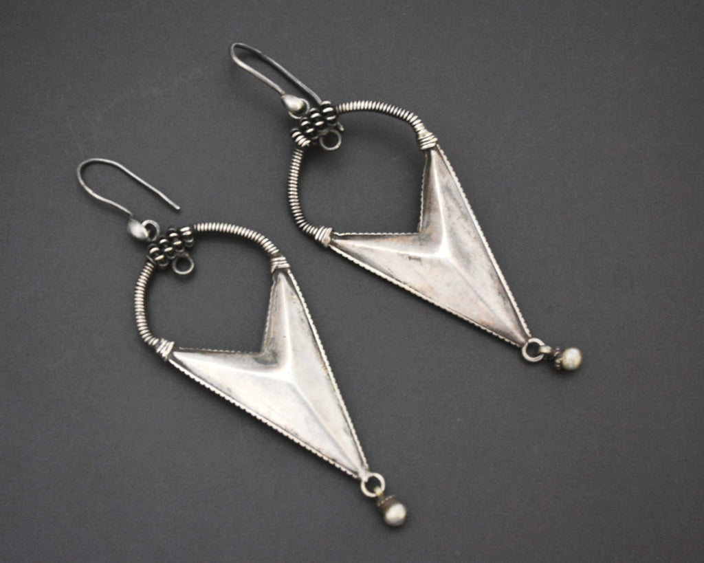 Indian Rajasthani Silver Dangle Earrings