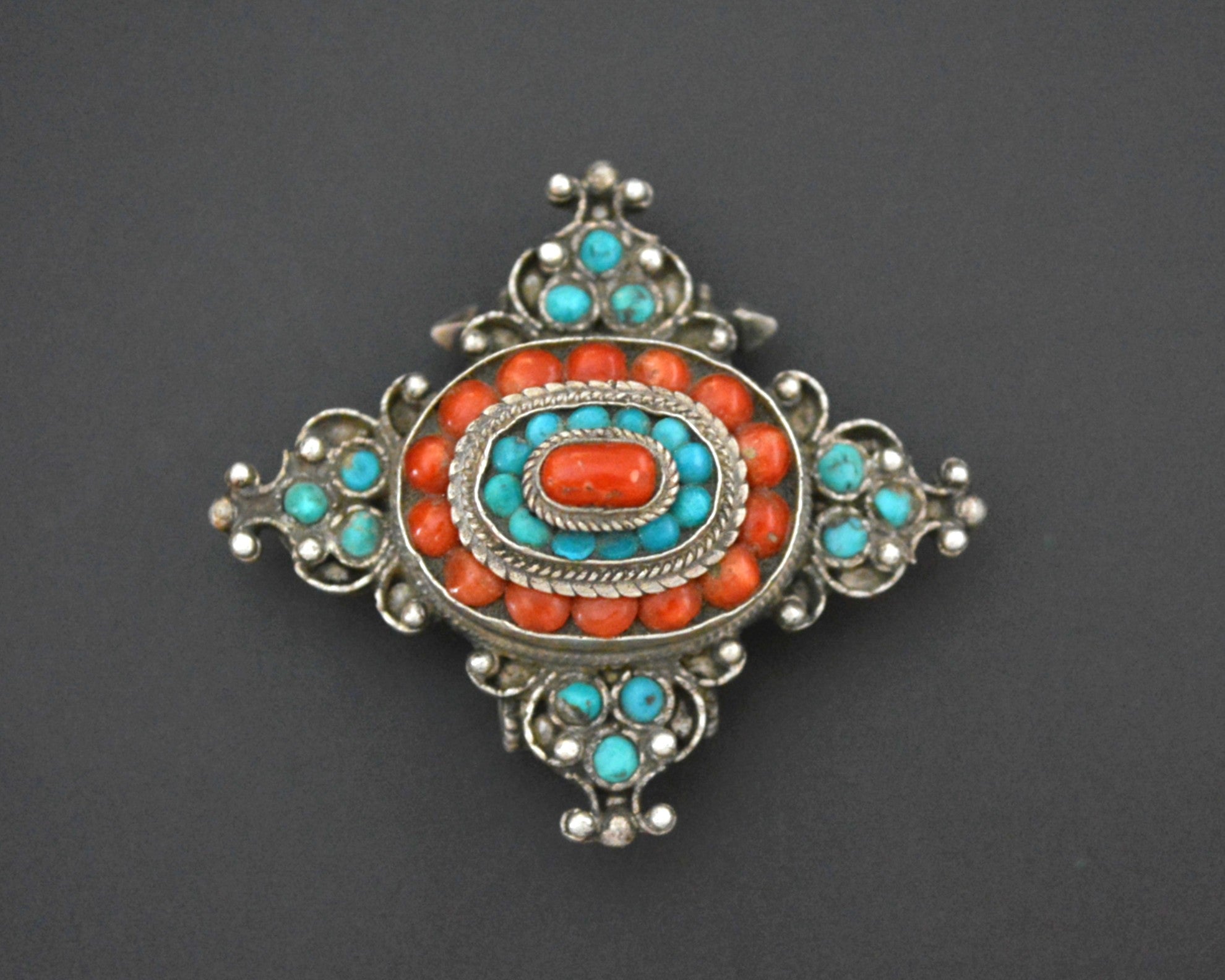 Tibetan Turquoise Coral Pendant