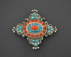 Tibetan Turquoise Coral Pendant