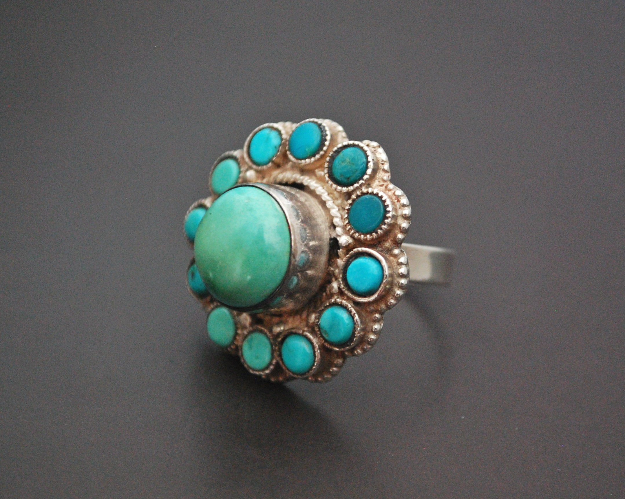 Ethnic Turquoise Ring from India - Size 7.75
