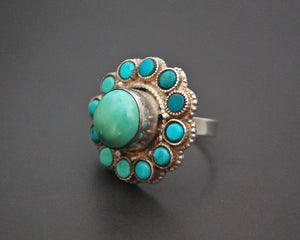 Ethnic Turquoise Ring from India - Size 7.75