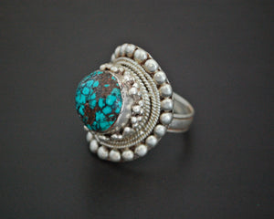 Large Nepali Turquoise Ring - Size 10.5