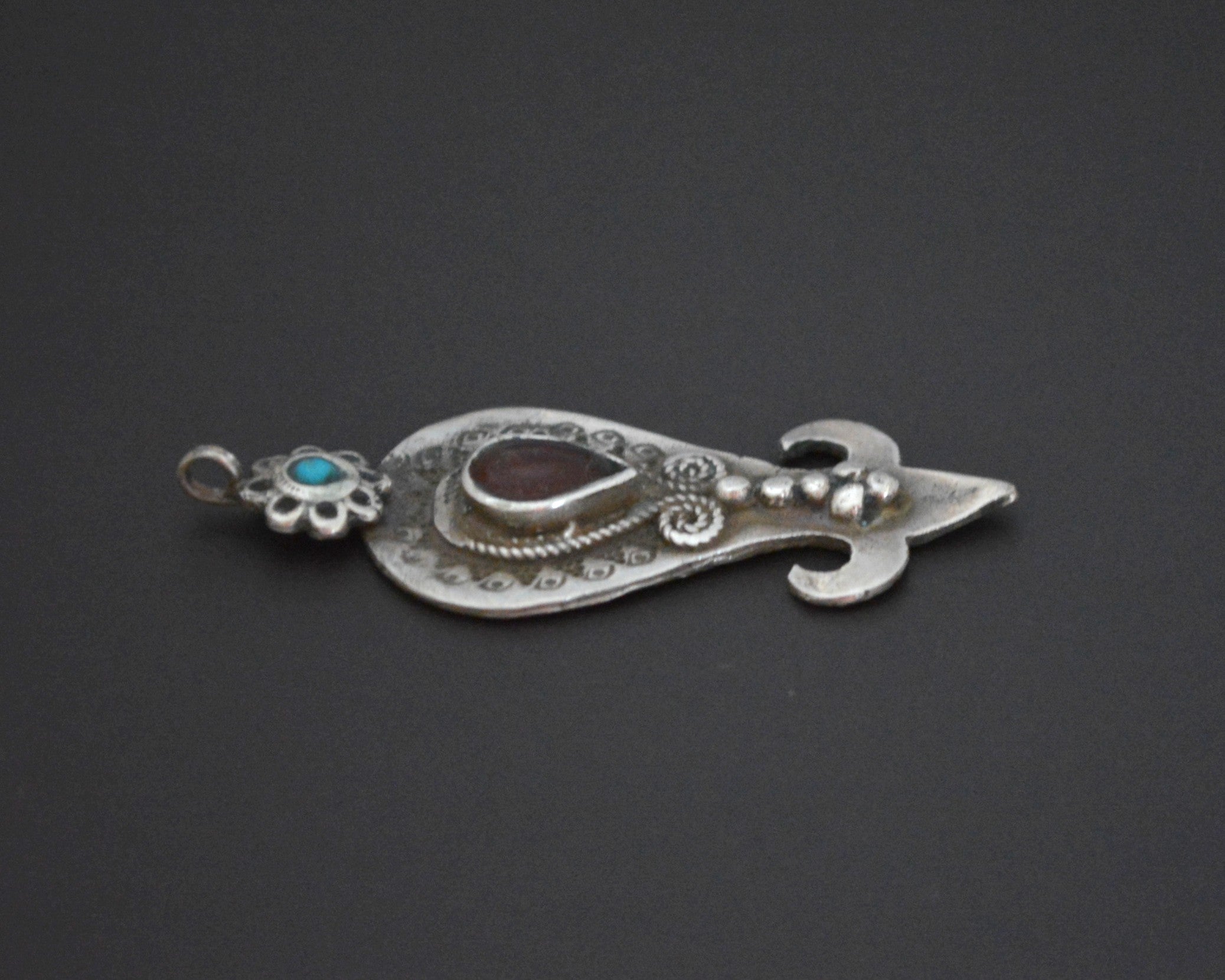 Pretty Uzbek Turquoise Garnet Pendant