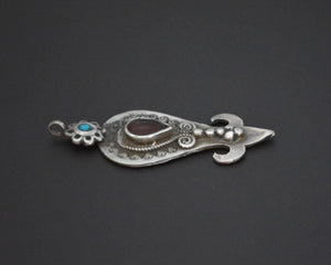 Pretty Uzbek Turquoise Garnet Pendant