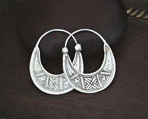 Tuareg Hoop Earrings with Carvings