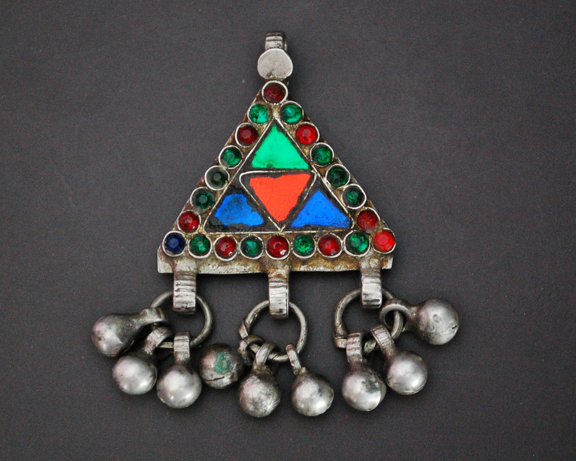 Afghani Pendant with Glass and Bells