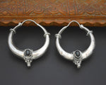 Ethnic Gemstone Hoop Earrings -  MEDIUM / LARGE