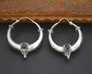 Ethnic Gemstone Hoop Earrings -  MEDIUM / LARGE