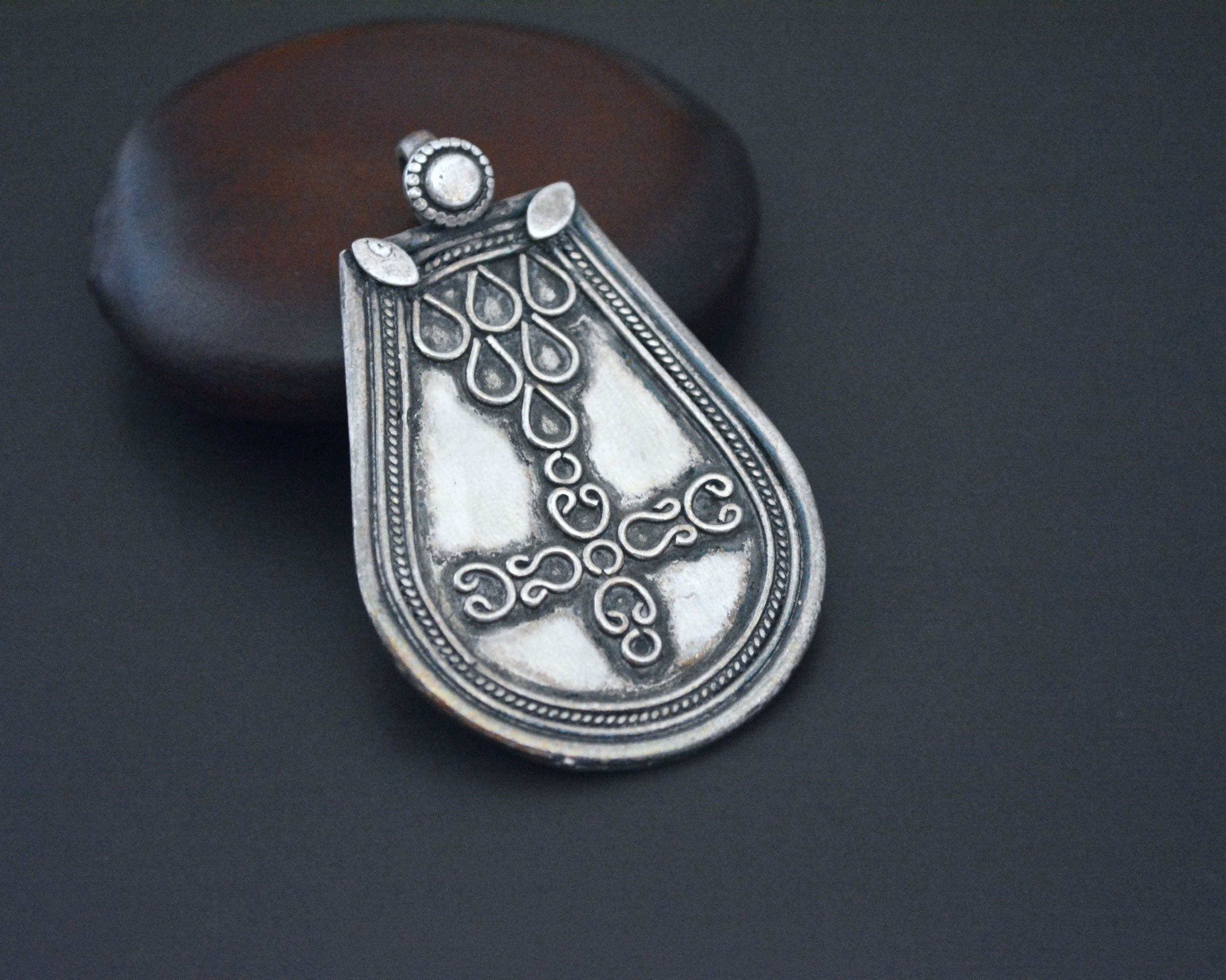 Long Indian Silver Pendant