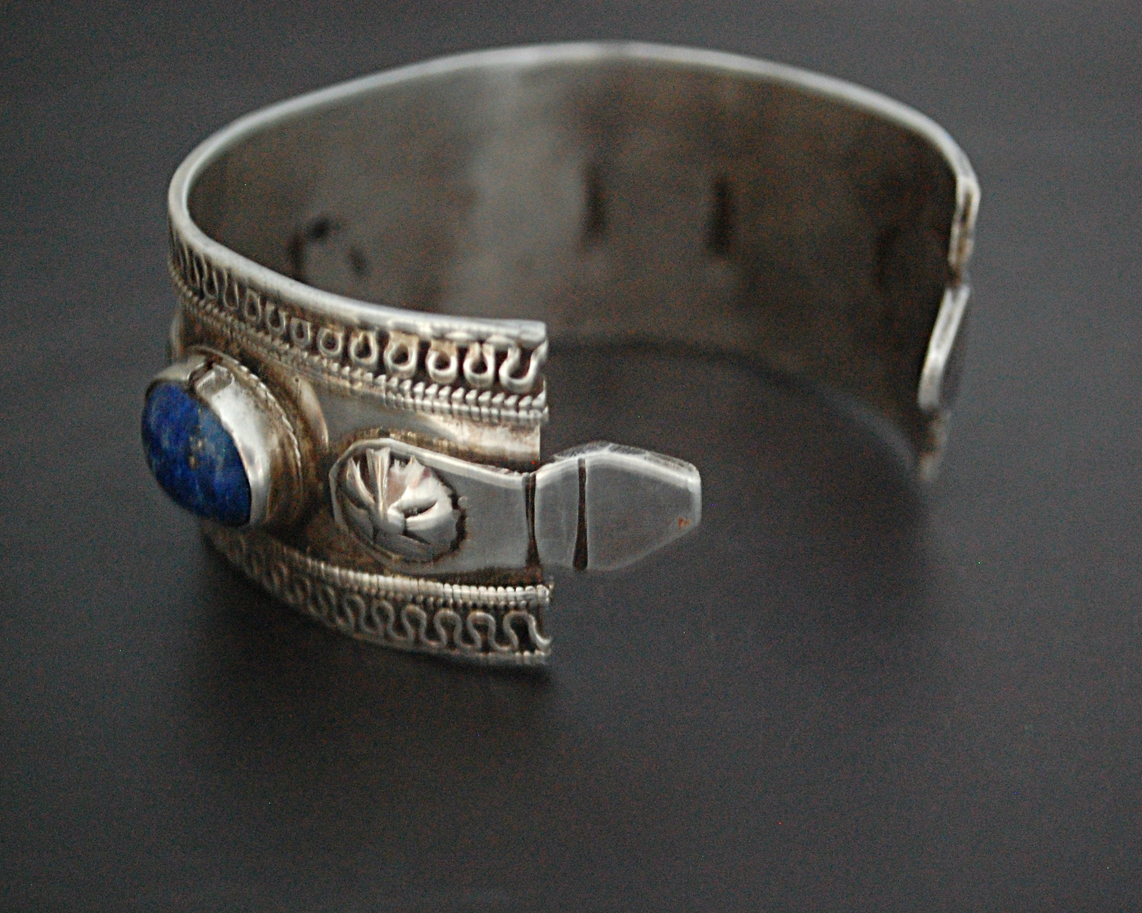 Antique Turkmen Silver Lapis Lazuli Bracelet