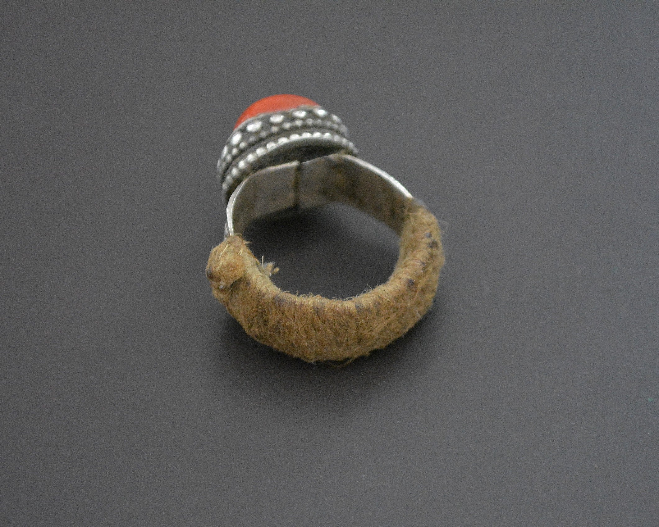 Old Tibetan Coral Ring - Size 9