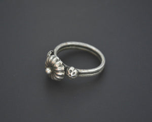Old Rajasthani Silver Flowery Ring - Size 9