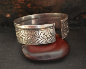 Bold Ethnic Carved Cuff Bracelet