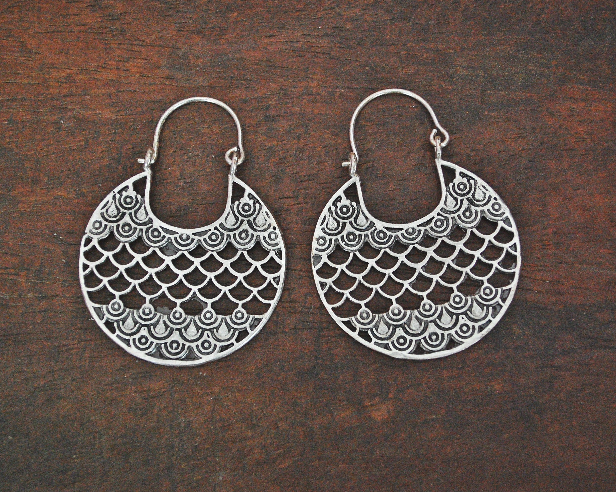 Egyptian Silver Hoop Earrings
