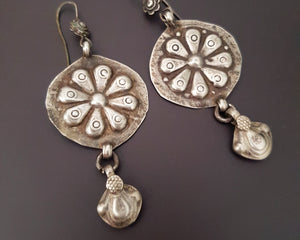 Ethnic Silver Disc Earrings from Afghanistan