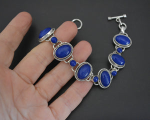 Ethnic Lapis Lazuli Link Bracelet - Adjustable Length