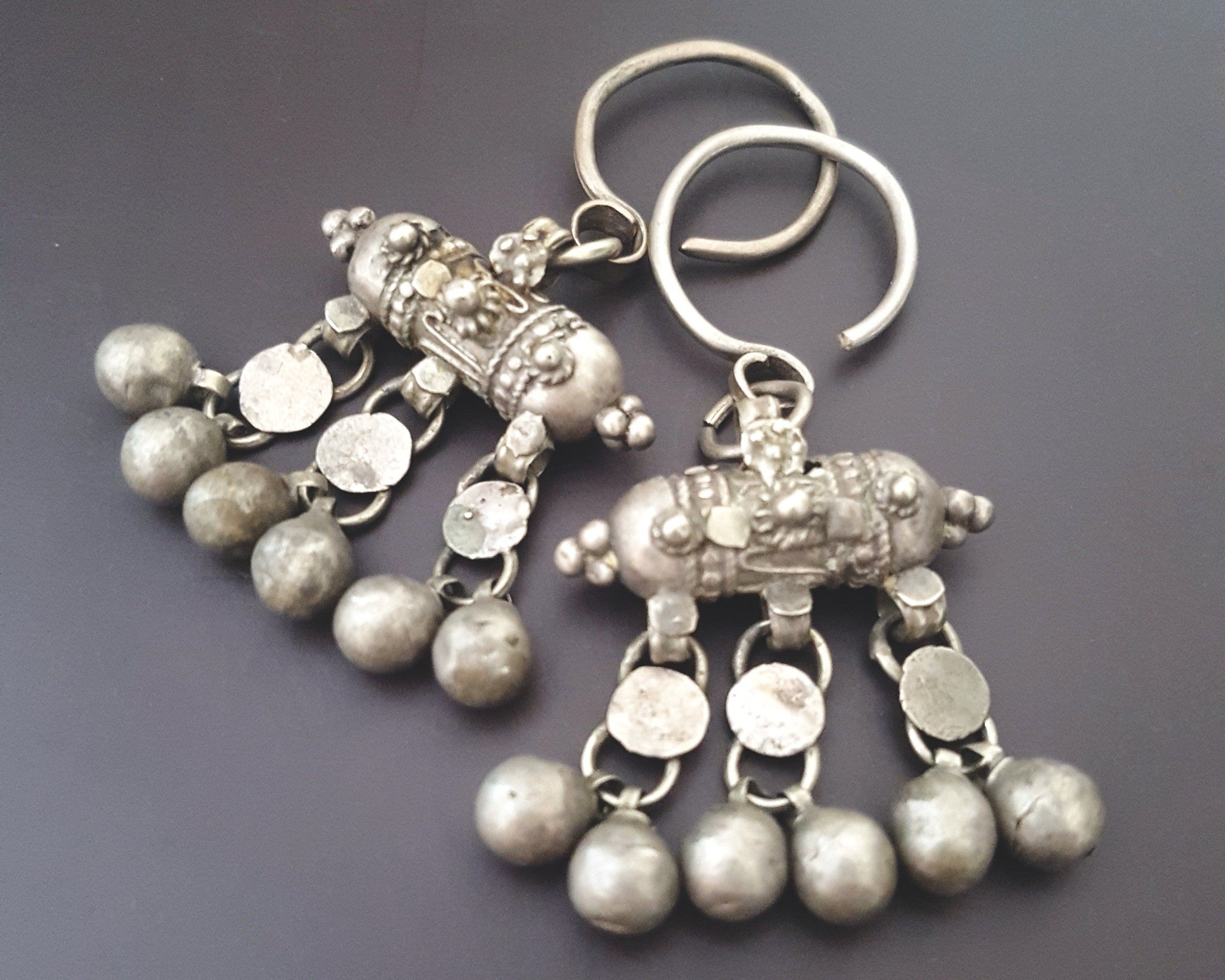 Old Yemeni Silver Hirz Earrings