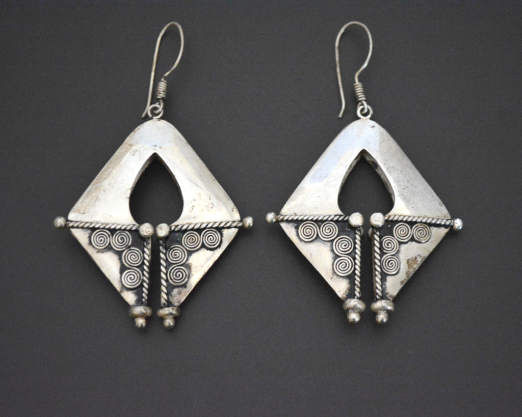 Vintage Sterling Silver Mamuli Style Indonesian Earrings