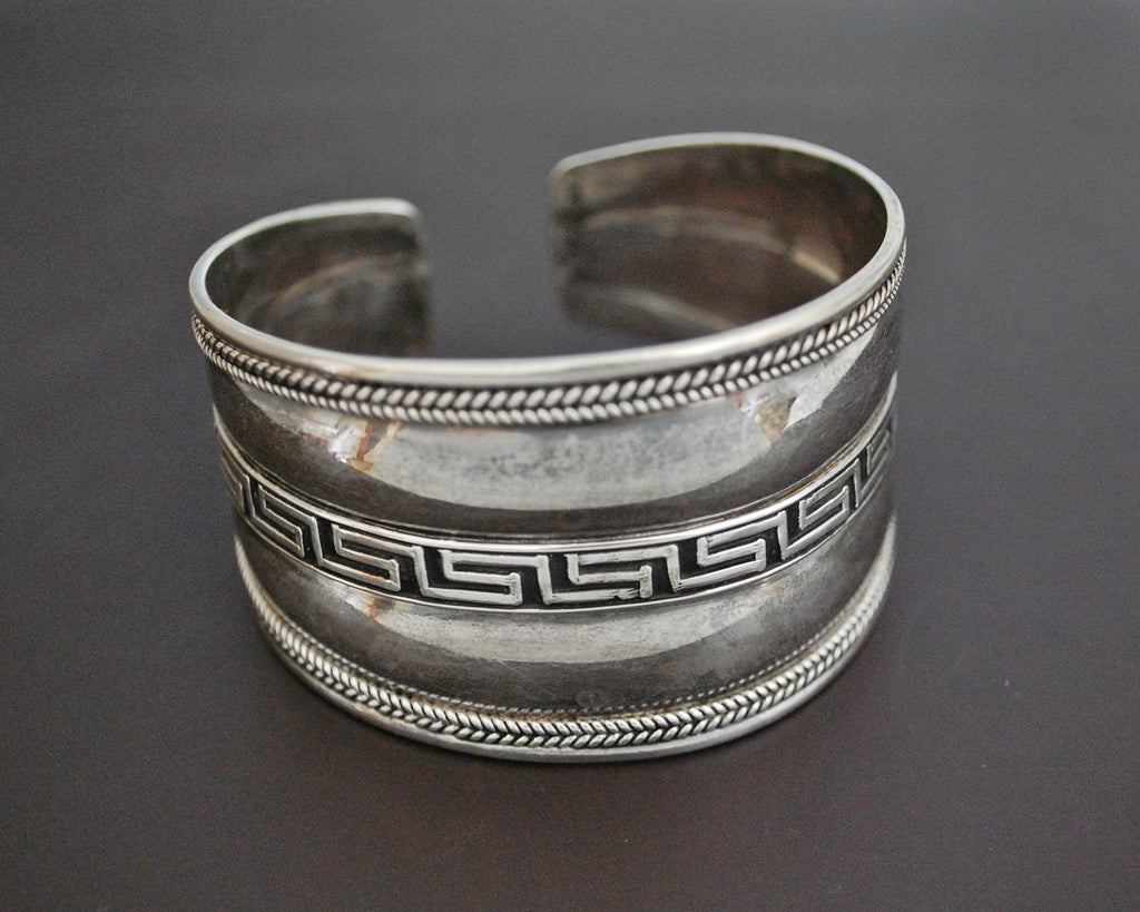 Wide Sterling Silver Cuff Bracelet from India