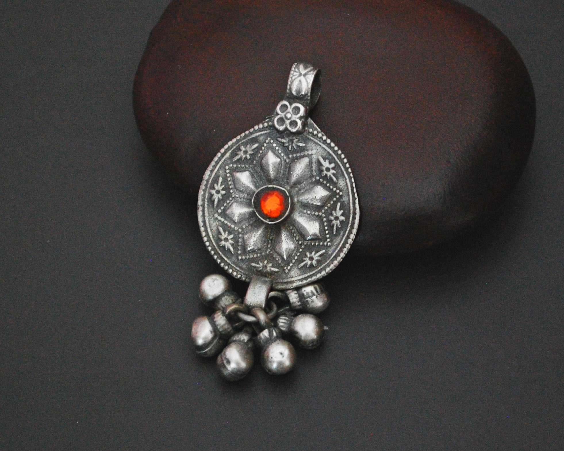 Afghani Silver Pendant with Bells