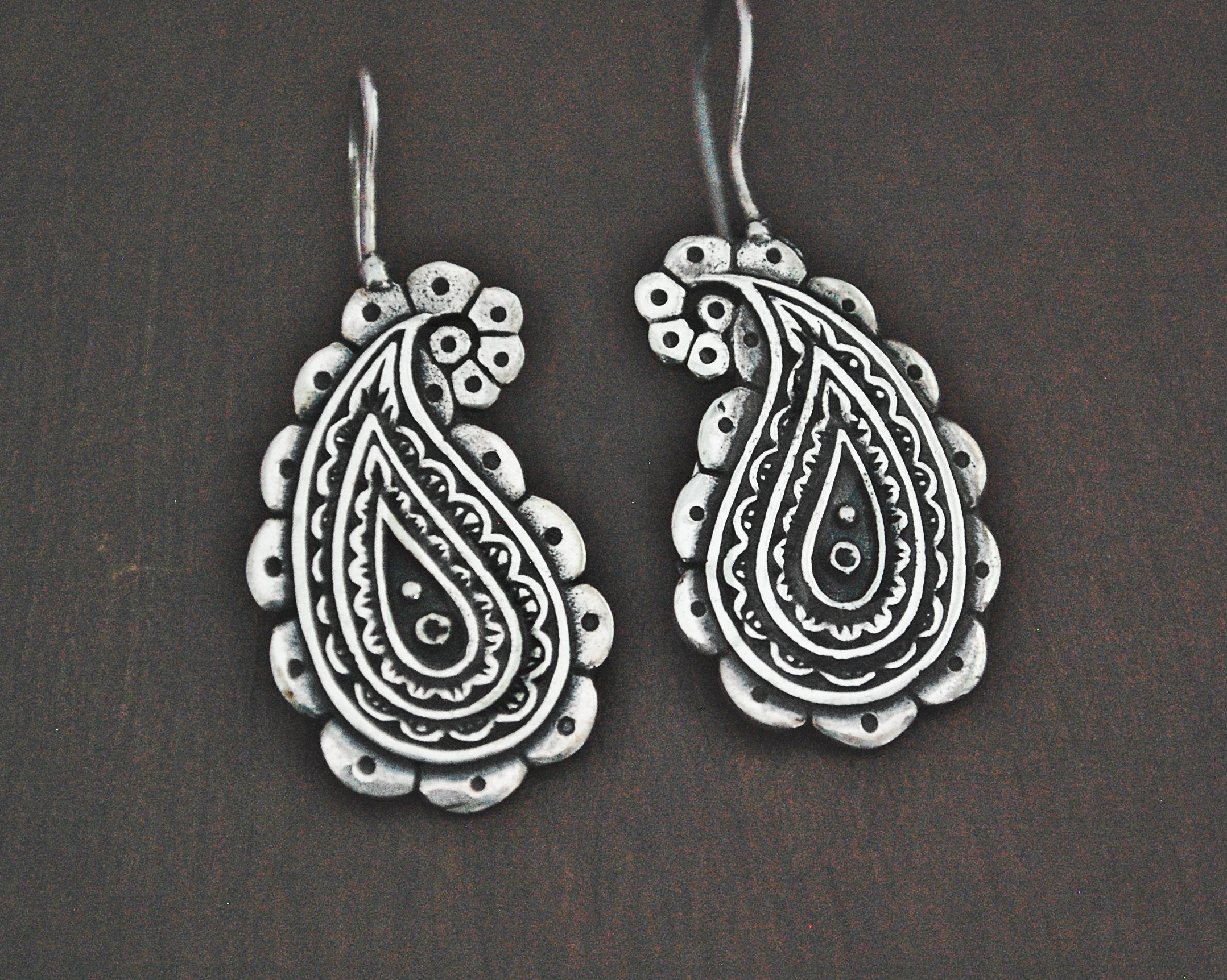 Ethnic Sterling Silver Paisley Charm Earrings