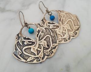 Large Earrings with Turquoises from Egypt