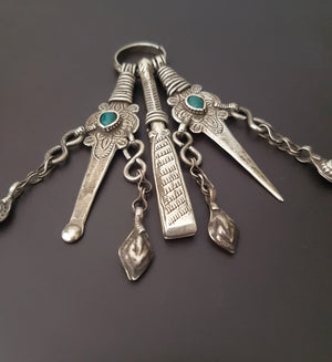 Old Grooming Kit with Turquoise and Dangles