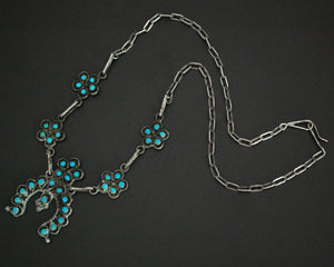 Delicate Native American Squash Blossom Link Necklace