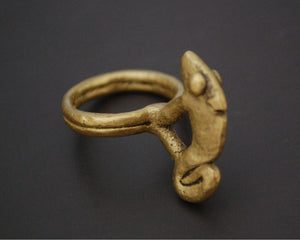 Old Lobi Chameleon Brass Ring - Size 8.75