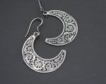 Crescent Moon Dangle Earrings with Filigree Work