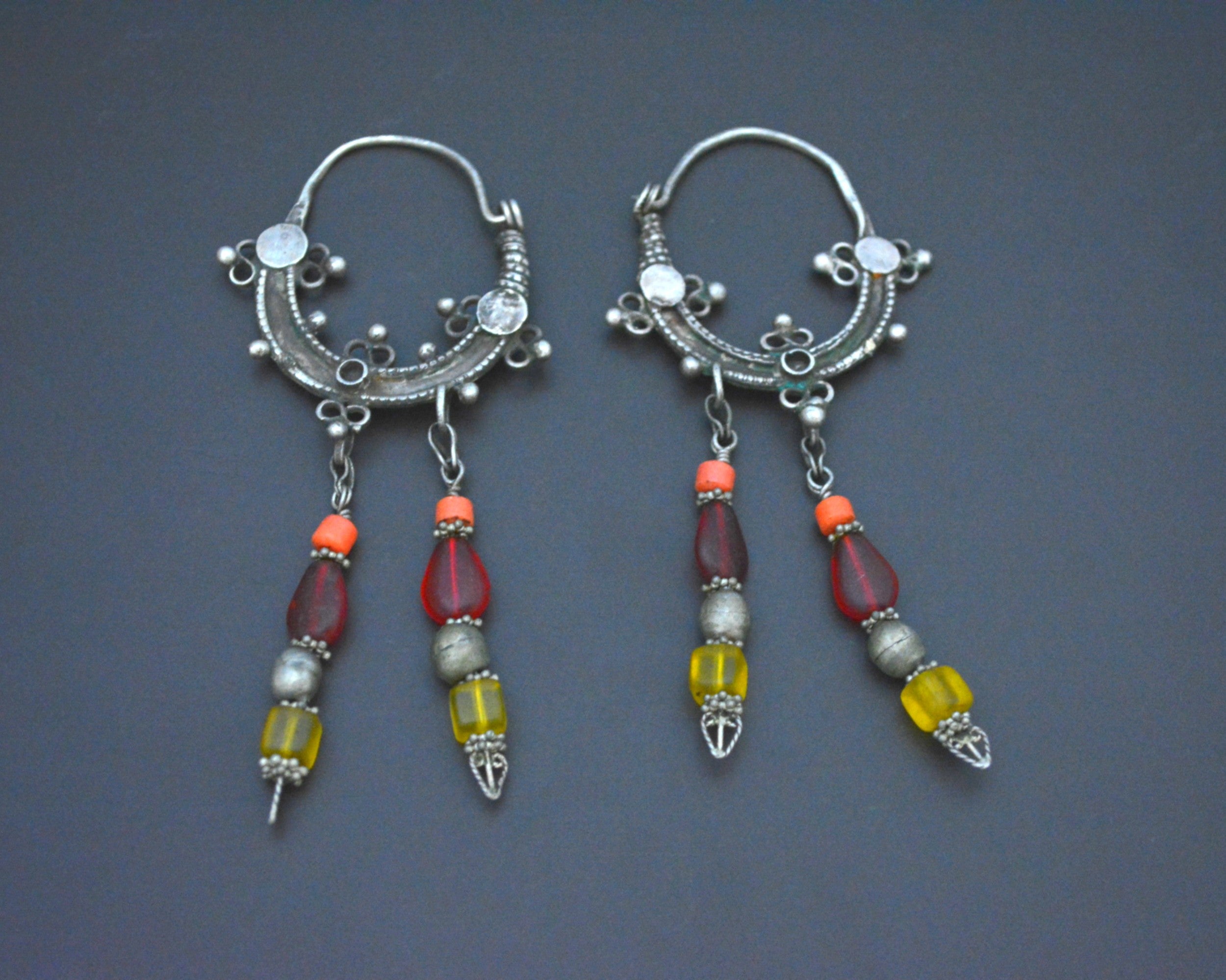 Reserved E. - Afghani Hoop Earrings with Bead Dangles