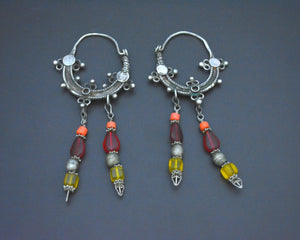 Reserved E. - Afghani Hoop Earrings with Bead Dangles