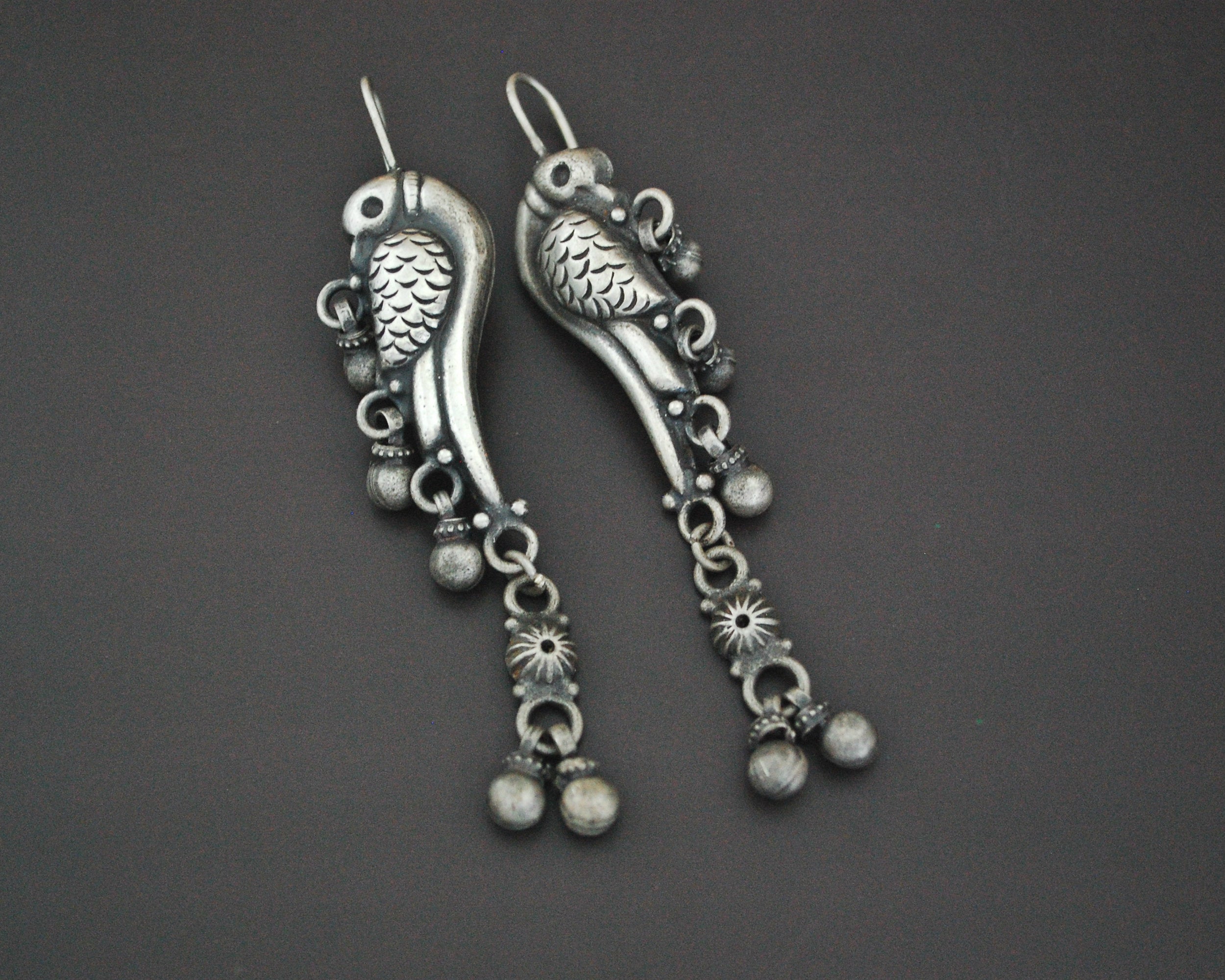 Indian Birdy Silver Earrings with Bells