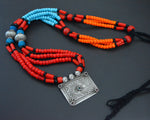 Afghani Pendant and Glass Beads Necklace