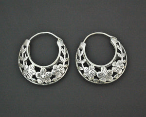Ethnic Hoop Earrings with Flower Cut Out Design