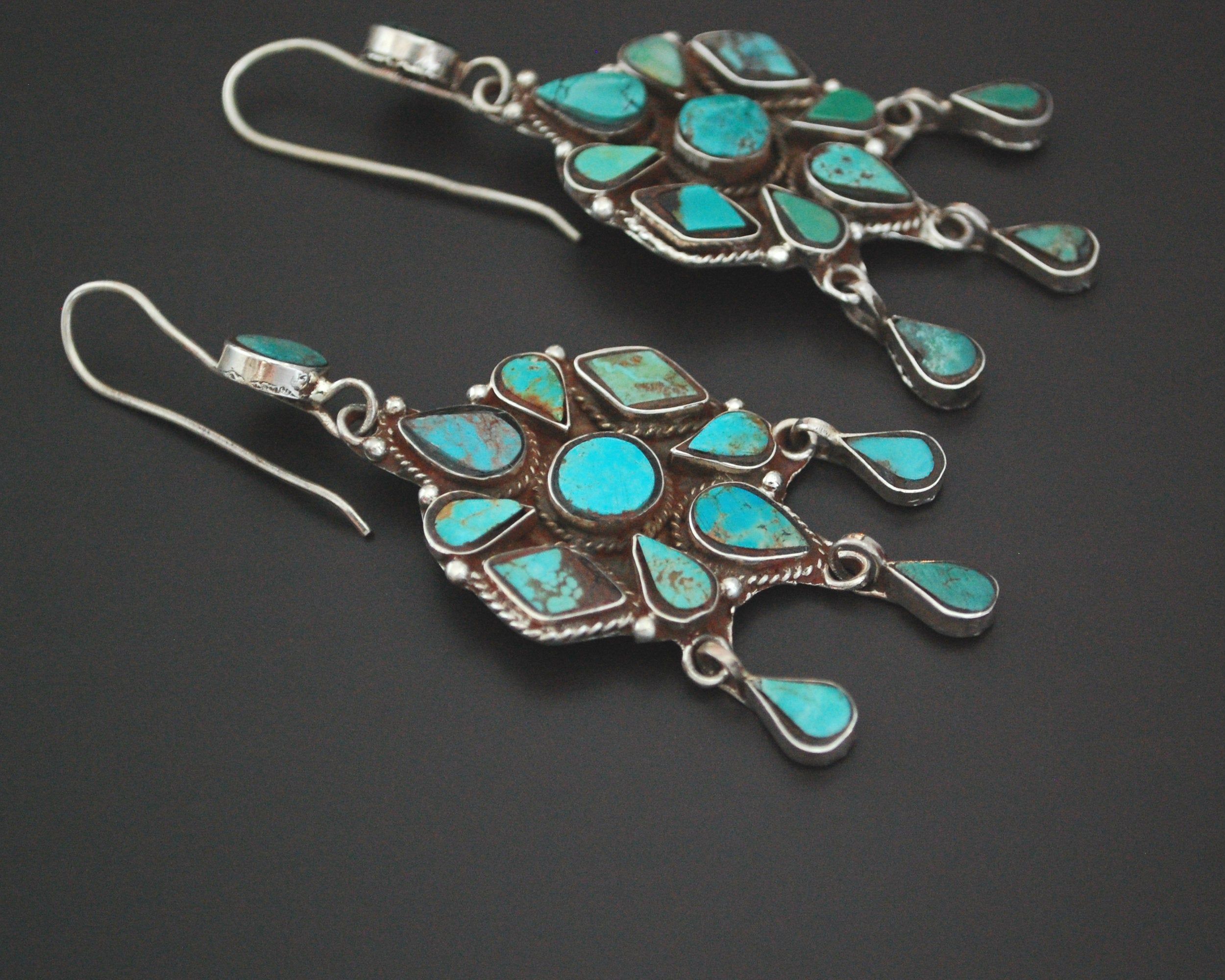 Wonderful Turquoise Earrings from India with Dangles
