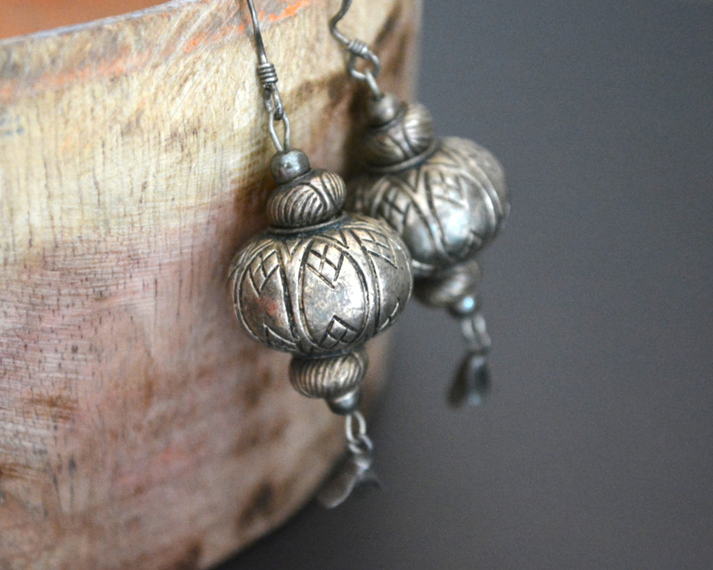 Indian Silver Bead Earrings