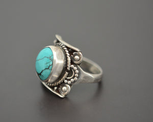 Nepali Turquoise Saddle Ring - Size 7.5