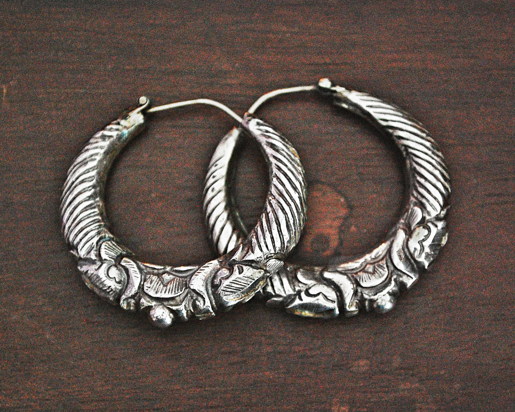 Nepali Silver Hoop Earrings
