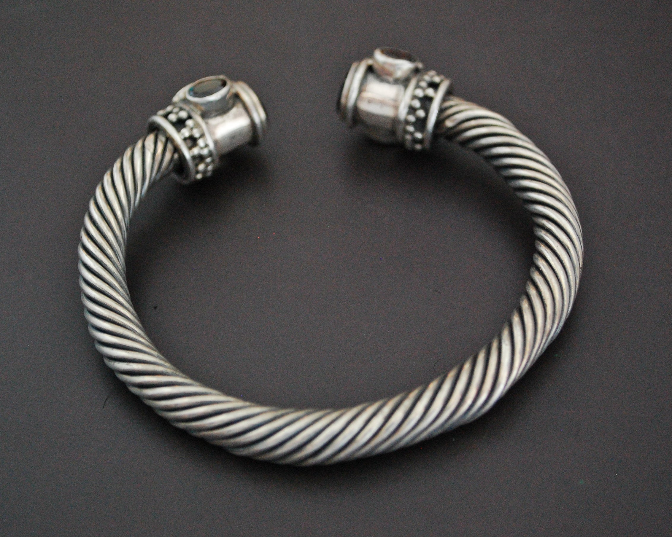 Solid Twisted Garnet Cuff Bracelet