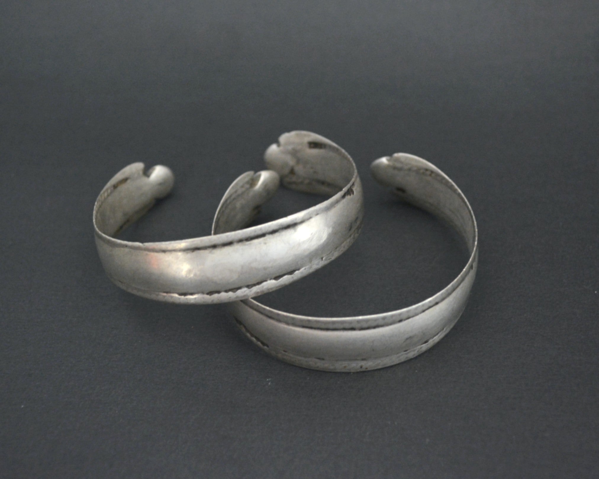 Pair Turkmen Silver Cuff Bracelets
