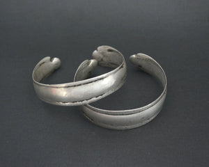 Pair Turkmen Silver Cuff Bracelets