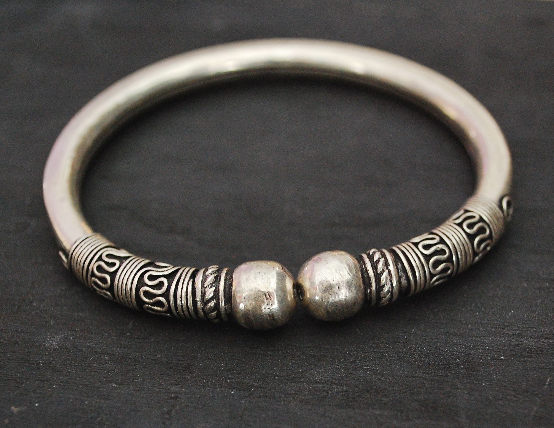 Ethnic Silver Bracelet from India Cosmic Norbu