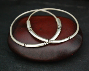 Tuareg Hoop Earrings with Ebony Inlay - LARGE